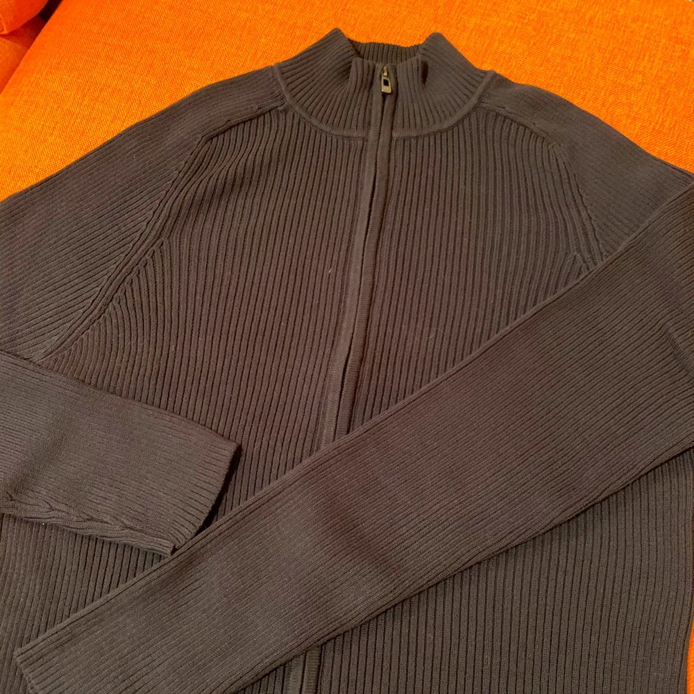 DKNY cotton black zipper sweater